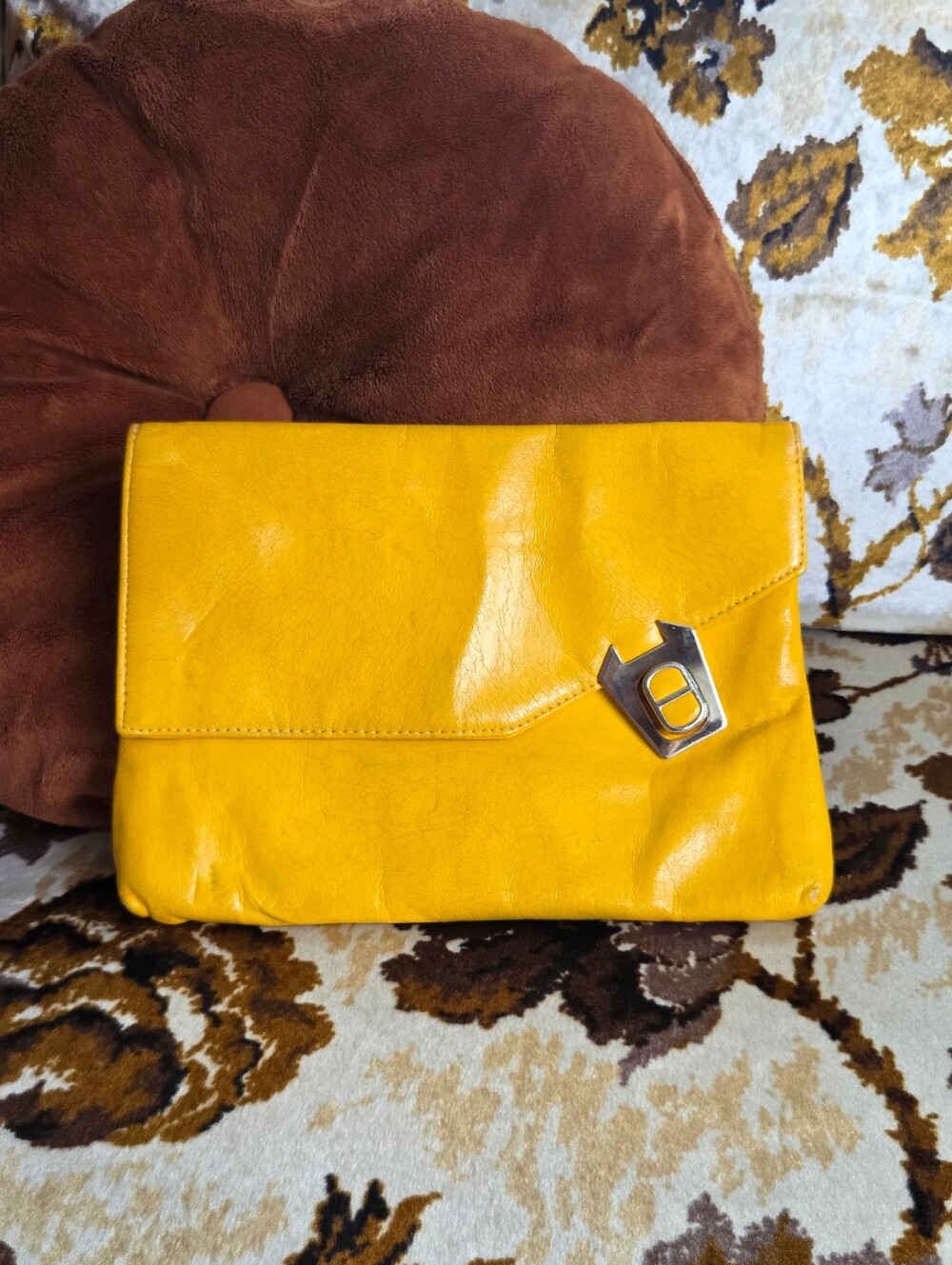 Vintage 1960s Julius Resnick Yellow Clutch Handbag